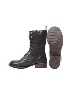 STIVALETTO PANDORA IN PELLE MEDIO "INVECCHIATO" - OLIVA 2