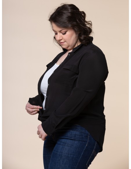 CAMICIA IN 100% SETA CON TASCHE E COLLETTO