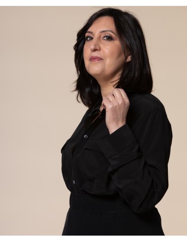 CAMICIA IN 100% SETA CON TASCHE E COLLETTO