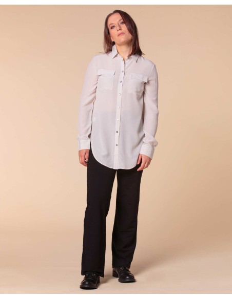 CAMICIA IN 100% SETA CON TASCHE E COLLETTO