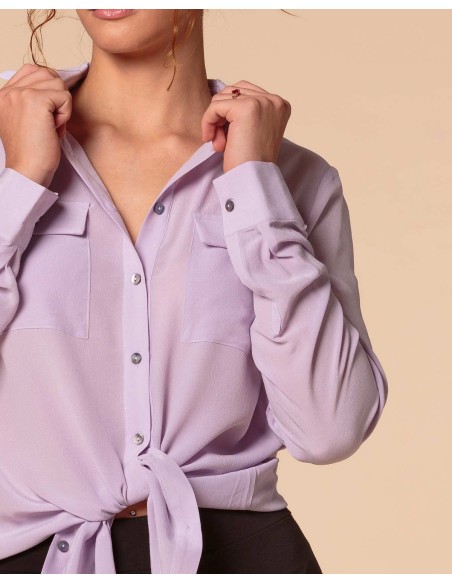 CAMICIA IN 100% SETA CON TASCHE E COLLETTO