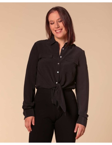 CAMICIA IN 100% SETA CON TASCHE E COLLETTO