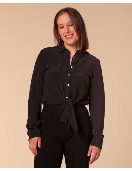 CAMICIA IN 100% SETA CON TASCHE E COLLETTO