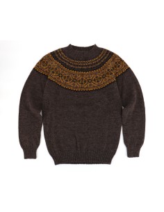 MAGLIONE UOMO IN PURA LANA SHETLAND "FAIRISLE" - MARRONE