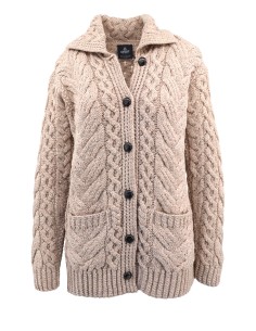 CARDIGAN ARAN IN 100% LANA MERINO SUPERSOFT CON BOTTONI -...