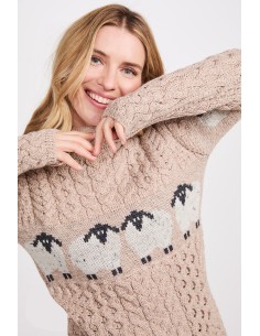 MAGLIONE ARAN IRLANDESE IN 100% LANA MERINO "PECORELLE"