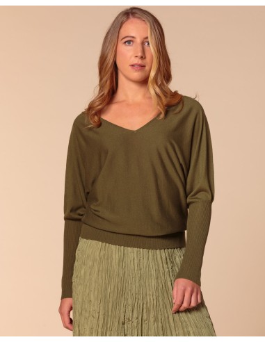 MAGLIA SCOLLO "V" CASHMIRETTA IN SETA E...