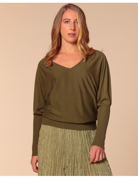 MAGLIA SCOLLO "V" CASHMIRETTA IN SETA E CASHMERE "ELISA"