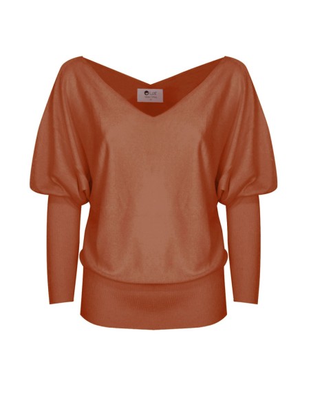 MAGLIA SCOLLO "V" CASHMIRETTA IN SETA E CASHMERE "ELISA"