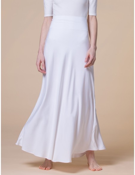 GONNA SVASATA IN 100% BAMBU' SATIN CON FASCIA IN VITA