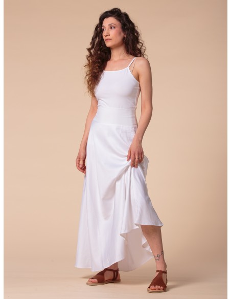 GONNA SVASATA IN 100% BAMBU' SATIN CON FASCIA IN VITA