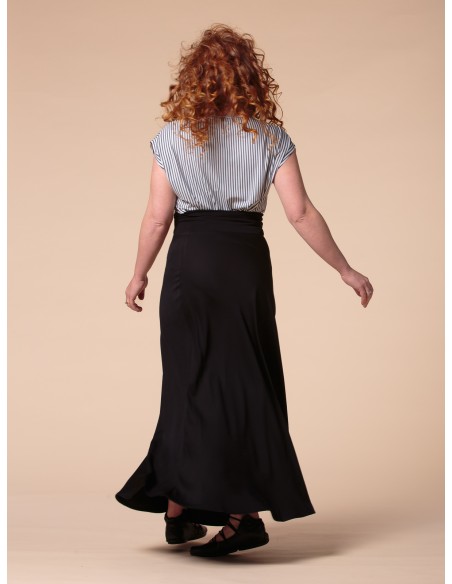 GONNA SVASATA IN 100% BAMBU' SATIN CON FASCIA IN VITA