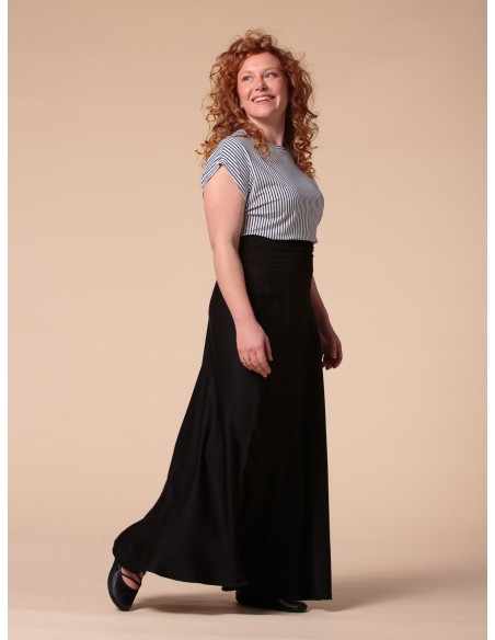 GONNA SVASATA IN 100% BAMBU' SATIN CON FASCIA IN VITA