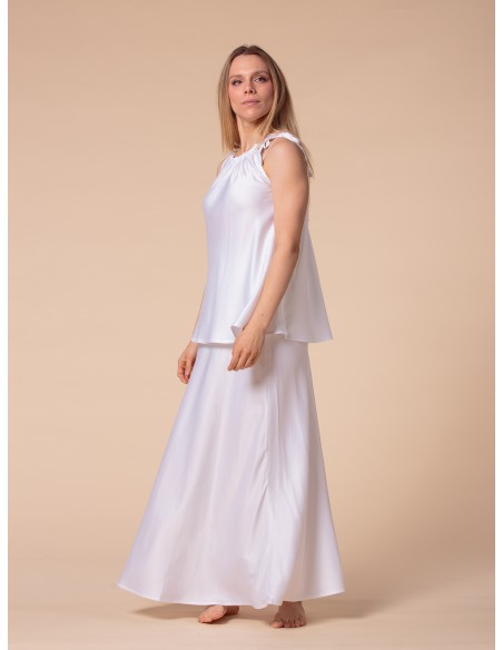 GONNA SVASATA IN 100% BAMBU' SATIN CON FASCIA IN VITA