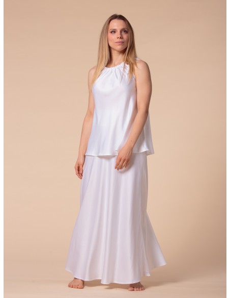 GONNA SVASATA IN 100% BAMBU' SATIN CON FASCIA IN VITA