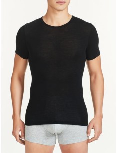 T-SHIRT UOMO IN LANA MERINO EXTRAFINE GIROCOLLO - NERO