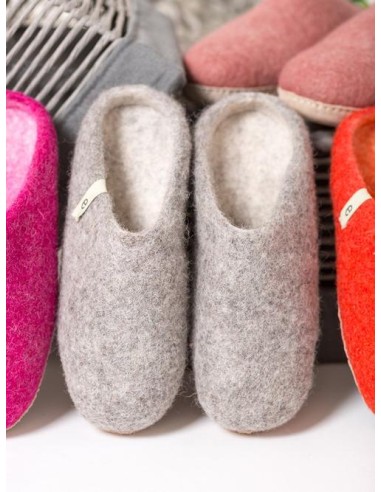 PANTOFOLA IN LANA CON SUOLA IN NAPPA