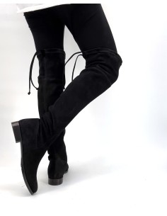 STIVALE ALTO CUISSARDES DONNA IN CAMOSCIO STRETCH - NERO