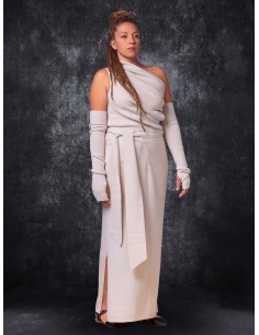 GONNA LUNGA DRITTA WRAP IN LANA E CASHMERE "SELENE" - CALCE