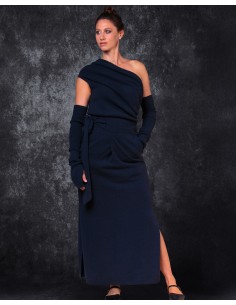 GONNA LUNGA DRITTA WRAP IN LANA E CASHMERE "SELENE" -...