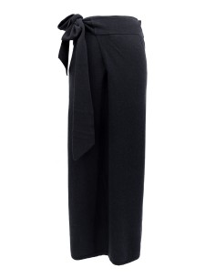 GONNA LUNGA DRITTA WRAP IN LANA E CASHMERE "SELENE" - NERO 2