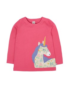 MAGLIA BIMBA IN COTONE BIOLOGICO CON APPLICAZIONE "UNICORNO"