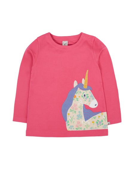 MAGLIA BIMBA IN COTONE BIOLOGICO CON APPLICAZIONE "UNICORNO"