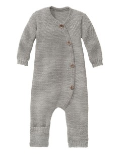 TUTINA NEONATO IN LANA MERINO BIOLOGICA A TRICOT - GRIGIO