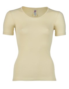 T-SHIRT LANA-SETA A MANICHE CORTE - NATURALE