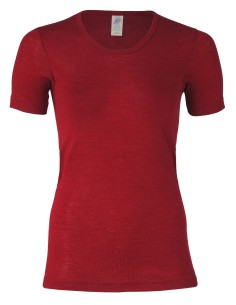 T-SHIRT LANA-SETA A MANICHE CORTE - ROSSO