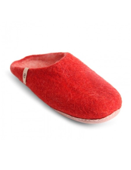 PANTOFOLA IN LANA CON SUOLA IN NAPPA