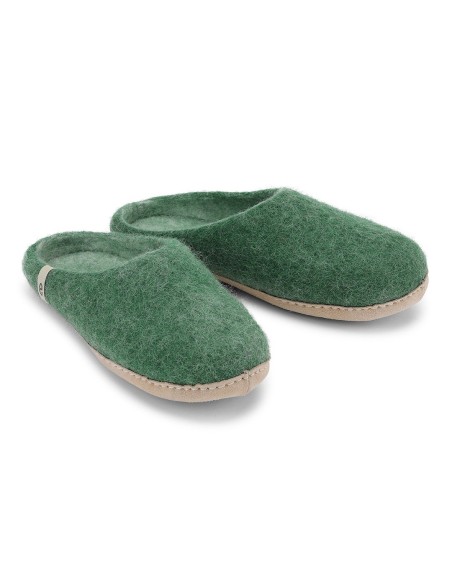 PANTOFOLA IN LANA CON SUOLA IN NAPPA