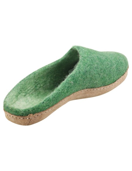 PANTOFOLA IN LANA CON SUOLA IN NAPPA