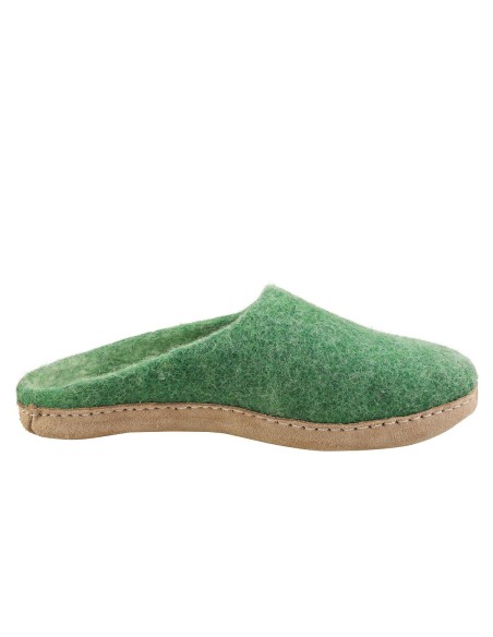 PANTOFOLA IN LANA CON SUOLA IN NAPPA