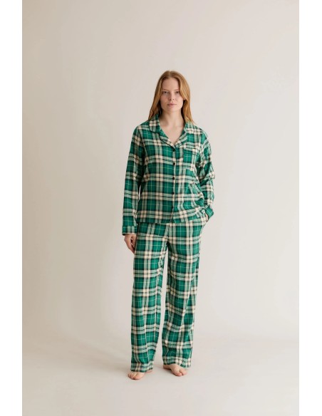 PIGIAMA DONNA IN FLANELLA DI COTONE BIO "JIMJAM"