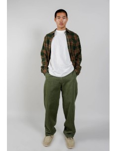 CAMICIA UOMO IN FLANELLA DI COTONE BIOLOGICO "SANTI" - KAKI 2