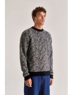 MAGLIONE UOMO IN 100% LANA MERINO "QR CODE" - NERO