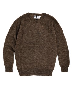 MAGLIONE UOMO IN PURA LANA SHETLAND NON TINTO - MARRONE