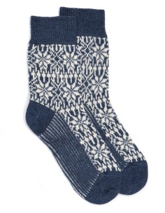 CALZINO NORVEGESE CORTO IN 100% LANA - BLU