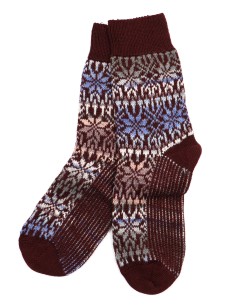 CALZINO NORVEGESE CORTO IN 100% LANA - BORDEAUX