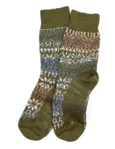 CALZINO NORVEGESE CORTO IN 100% LANA - VERDE