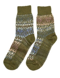 CALZINO NORVEGESE CORTO IN 100% LANA - VERDE 2