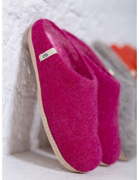 PANTOFOLA IN LANA CON SUOLA IN NAPPA