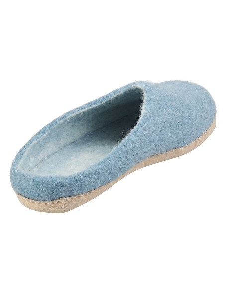 PANTOFOLA IN LANA CON SUOLA IN NAPPA