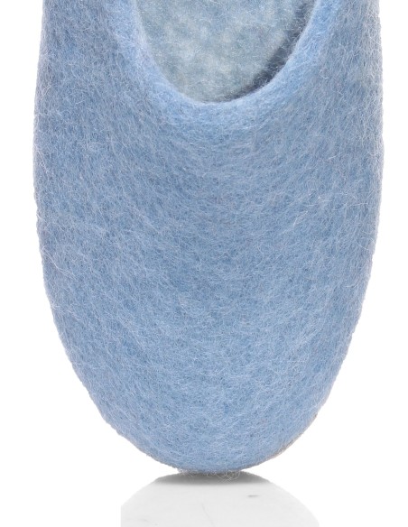 PANTOFOLA IN LANA CON SUOLA IN NAPPA