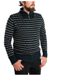 MAGLIONE NORVEGESE UOMO MEZZA ZIP "YMER" - NAVY