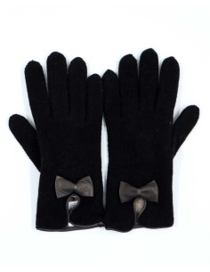 GUANTO IN LANA FODERATO IN CASHMERE "FIOCCO" - NERO