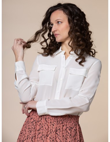 CAMICIA IN 100% SETA CON TASCHE E COLLETTO