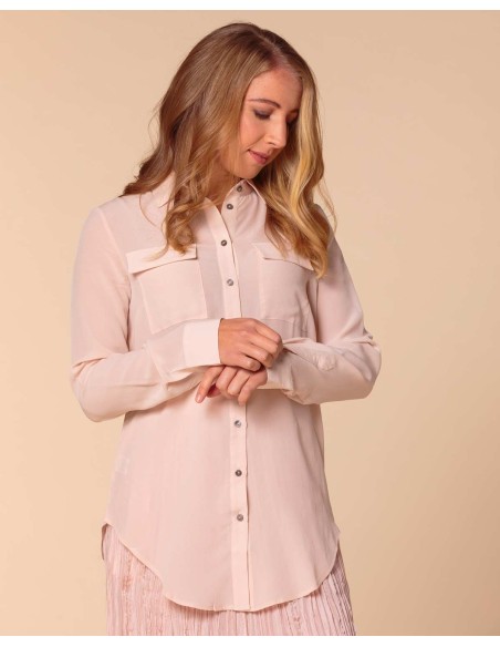 CAMICIA IN 100% SETA CON TASCHE E COLLETTO