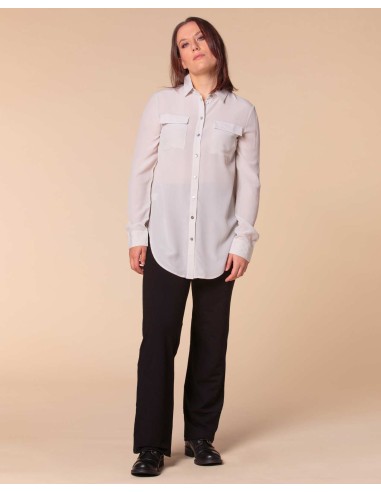 CAMICIA IN 100% SETA CON TASCHE E COLLETTO